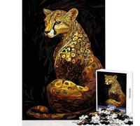 Puzzle de 1000 pièces Guépard doré Gustav Art Décoration pour la Maison Jouet Cadeau pour Femmes et Hommes Jeu éducatif Idéal pour Un Anniversaire ou Noël Dimensions 38x52cm