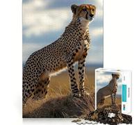 Puzzle de 1000 pièces Guépard sur Une Colline,découpe Premium,Jeu de réflexion créatif,Moment de détente et de Paix,décoration Murale de Noël (38x52cm)