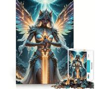 Puzzle de 1000 pièces Guerrier ailé à l'épée Lumineuse,38x52cm,pour Un entraînement cérébral Amusant et sans bavures,pièces nettes et découpées,idéal pour des soirées tranquilles