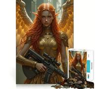 Puzzle de 1000 pièces « Guerrier angélique avec Fusil » pour Adolescents Jeu de mémoire Amusant,Propre et sans Couture Activité relaxante en Groupe à l'intérieur (38x52cm)