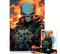 Puzzle de 1000 pièces Guerrier au crâne en Flammes pour Adolescents, Jeu de réflexion, Jouet Anti-Stress, découpe soignée, Cadeau Artistique 38x52cm