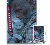 Puzzle de 1000 pièces Guerrier avec Chat et épée Lumineuse - Un Moyen Relaxant d'occuper Son Temps Libre - Découpe précise et régulière - Dimensions 50x75cm