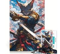 Puzzle de 1000 pièces Guerrier Chat Samouraï pour Adultes Un Jeu de mémoire Relaxant et ludique, idéal pour Un Assemblage Artistique (38x52cm)
