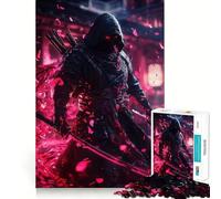 Puzzle de 1000 pièces Guerrier de l'ombre avec Katana pour Adultes Stimule la mémoire, Joie familiale, Motif à Assembler, Cadeau du Père Noël 38x52cm