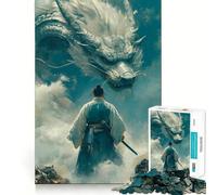 Puzzle de 1000 pièces Guerrier Face à Un Dragon dans Le Ciel (50x75cm) Jeu de Concentration mentale sans Espace,Design ajusté,défi cérébral interactif pour la Maison