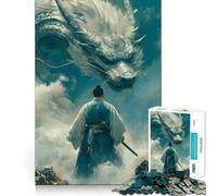 Puzzle de 1000 pièces Guerrier Face à Un Dragon dans Le Ciel pour Adolescents Stimulation intellectuelle Ajustement Parfait Loisirs captivants pour des Moments de détente à la Maison (38x26cm)