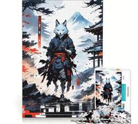 Puzzle de 1000 pièces Guerrier Kitsune Loup Japon Jeu Manuel Amusant Activités à la Maison Convient pour la décoration de Bureau 38x26cm