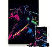 Puzzle de 1000 pièces Guerrier Ninja Néon avec Épées pour Adultes Idéal pour stimuler la mémoire, se détendre et s'amuser Bords Nets pour Les vœux du Père Noël (50x75cm)