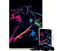 Puzzle de 1000 pièces Guerrier Ninja Néon avec Épées pour Adultes Puzzle Recall Upgrade Quiet Calm Clear Cut Premium Gift (38x26cm)