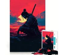 Puzzle de 1000 pièces Guerrier samouraï au Coucher du Soleil pour Adultes et Adolescents Un pour se ressourcer, se détendre et s’évader grâce à sa découpe Lisse (38x26cm)