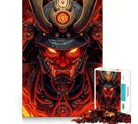 Puzzle de 1000 pièces Guerrier samouraï au Masque de feu Infernal pour Adolescents, Jeu Relaxant aux détails éclatants, Passe-Temps Familial, Surprise de Noël 38x26cm
