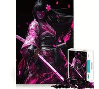 Puzzle de 1000 pièces Guerrier Samouraï Rose pour Adolescents Puzzle Facile à Assembler et à découper pour Les vœux de Noël (38x52cm)