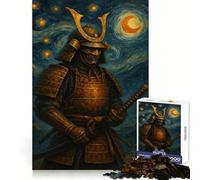 Puzzle de 1000 pièces Guerrier samouraï sous Une Nuit étoilée pour Adultes, Style Clear Logic, Jeu Silencieux, découpe Parfaite, Cadeau élégant (50x75cm)