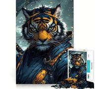 Puzzle de 1000 pièces Guerrier Samouraï Tigre pour Adolescents Jeu de logique et d'habileté Découpe précise Surprise de Noël 38x26cm