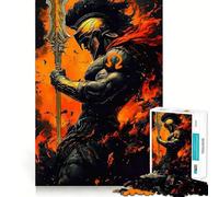 Puzzle de 1000 pièces Guerrier Spartiate en Flammes pour Adolescents, Jeu de logique Transparent, Divertissement paisible, découpe Parfaite, Surprise chaleureuse 50x75cm