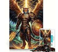 Puzzle de 1000 pièces Guerrier Tigre Ailé en Armure Dorée pour Adultes Jeu de mémoire,Assemblage précis,sans espaces,activité apaisante pour la détente mentale (50x75cm)