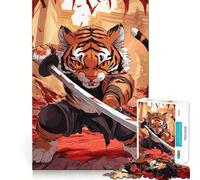 Puzzle de 1000 pièces Guerrier Tigre avec épée pour Adolescents renforce la mémoire, Calme et sérénité, qualité supérieure, idéal comme Cadeau de Noël 38x26cm