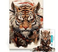 Puzzle de 1000 pièces Guerrier Tigre pour Adolescents, idéal pour développer la mémoire, Jouer à l'intérieur, découpe Fine, Cadeau du Père Noël 38x26cm