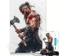 Puzzle de 1000 pièces Guerrier Viking avec Hache pour Adultes Jeu de mémoire Assemblage précis sans espaces Activité apaisante pour Une Pause mentale (38x26cm)