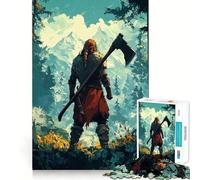 Puzzle de 1000 pièces Guerrier Viking dans la Forêt Activité ludique et stimulante,découpée au Laser pour Un Assemblage Parfait Idéal pour Partager Un Moment Convivial en Famille (50x75cm)