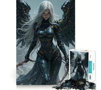 Puzzle de 1000 pièces Guerrière ailée aux Cheveux Blancs (38x52cm) Jeu de réflexion de qualité supérieure,découpé au Laser Exercice Mental Calme à Faire à la Maison