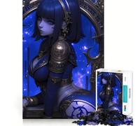 Puzzle de 1000 pièces Guerrière aux Cheveux Bleus Jeu de Puzzle Anime Jeu de précision,Jouet créatif et Amusant,Jeu de Paix,Cadeau de Noël apaisant (38x26cm)