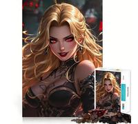 Puzzle de 1000 pièces Guerrière Blonde aux Yeux Rouges pour Adolescents, Jeu de logique et de logique, Passe-Temps Calme, Bords Lisses, Cadeau de qualité supérieure (50x75cm)