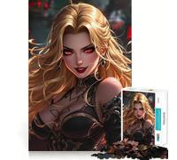 Puzzle de 1000 pièces Guerrière Blonde aux Yeux Rouges pour Adultes et Adolescents, Jeu intellectuel, à Partager à la Maison, qualité et découpe Classiques, Cadeau (38x26cm)