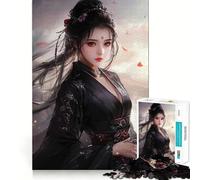 Puzzle de 1000 pièces Guerrière en Kimono Noir pour Adolescents activité ludique et stimulante,découpe Nette,Composants Robustes,idéale pour se retrouver Entre Amis (50x75cm)