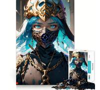 Puzzle de 1000 pièces Guerrière masquée Jeu cognitif et Amusant,découpe de Haute précision,Cadeau Unique pour soulager Le Stress (38x52cm)