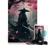 Puzzle de 1000 pièces Guerriers samouraïs dans Les cerisiers en Fleurs pour Adolescents, Jeu de logique mentale, évasion apaisante, Objet de Collection aux Bords Fins (38x26cm)