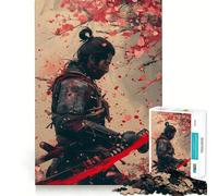 Puzzle de 1000 pièces Guerriers samouraïs dans Les cerisiers en Fleurs pour Adolescents, Jeu de réflexion apaisant, Cadeau de Noël de qualité (50x75cm)