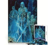 Puzzle de 1000 pièces Guerriers squelettiques dans Une Grotte pour Adolescents Amélioration de la mémoire Jeu de rôle Relaxant et Amusant Pièce de Collection aux découpes nettes 38x26cm