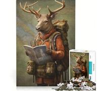 Puzzle de 1000 pièces - Guide de Voyage Cerf Jouet éducatif Anti-Stress Amusant renforce Les Liens Amoureux 38x26cm