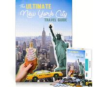 Puzzle de 1000 pièces Guide de Voyage de New York pour Adolescents, Jouet de réflexion Anti-Stress, Bords précis, (38x26cm)