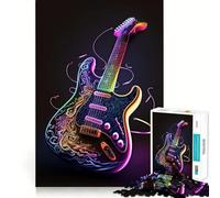 Puzzle de 1000 pièces Guitare néon pour Adolescents (38x26cm) Souvenirs, détente, découpe Nette, liste de souhaits du Père Noël