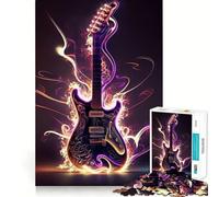 Puzzle de 1000 pièces Guitare Néon pour Adolescents Jeu d'entraînement cérébral Loisirs faciles Assemblage d'images Cadeau élégant (38x52cm)