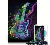 Puzzle de 1000 pièces Guitare néon pour Adolescents, Jeu Intelligent et apaisant, Motif à Assembler, Joli Cadeau (38x26cm)