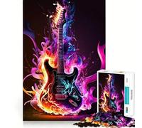 Puzzle de 1000 pièces Guitare Néon pour Adultes Jeu de réflexion et de création Artistique Cadeau élégant (38x52cm)