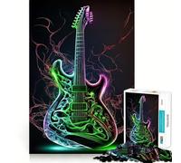Puzzle de 1000 pièces Guitare Néon pour Adultes Jeu d'Éveil Mental Design Apaisant Cadeau Créatif à Assembler (38x26cm)