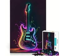 Puzzle de 1000 pièces Guitare Néon pour Adultes Jeu Intelligent et Apaisant Motif Amusant à Assembler Cadeau Élégant (38x52cm)