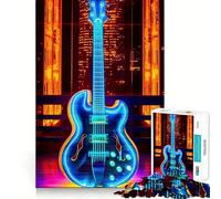 Puzzle de 1000 pièces Guitare Neon Serenade pour Adolescents Un Jeu d'entraînement cérébral Facile et Amusant, Un Cadeau élégant (50x75cm)