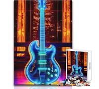 Puzzle de 1000 pièces - Guitare Neon Serenade - Un Jeu de précision pour des Moments de détente et de Plaisir - Dimensions 38x26cm