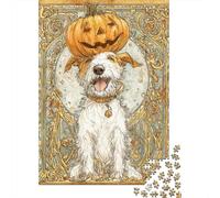 Puzzle De 1000 Pièces Halloween Pumpkin Dog Art Print-1 Puzzle Adulte Jeu Familial Décoration Parfaite Cadeaux Uniques d'anniversaire Et De Noël 52x38cm/1000pcs