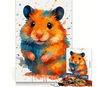 Puzzle de 1000 pièces Hamster Aquarelle pour Adolescents Sharp Recall Serene Escape Uniform Cut Perfect Xmas (38x26cm)