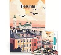Puzzle de 1000 pièces Helsinki Finlande Illustration d'une Affiche de Voyage Décoration idéale Jeu cognitif Cadeau Facile à Jouer Cadeau d'anniversaire (50x75cm)