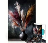 Puzzle de 1000 pièces Herbe de la Pampa dans Un Vase Sombre pour Adolescents, Jeu de logique et de détente, Bords de qualité, Cadeau de Noël (50x75cm)