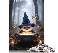 Puzzle de 1000 pièces - Hérisson Magicien avec Chaudron dans la forêt - Puzzle en Bois pour Adultes et Famille - Jeu Stimulant - 1000 pièces (75 x 50 cm)