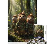 Puzzle de 1000 pièces Hérissons éclaireurs de la Jungle Décoration intérieure Jouet Jeu éducatif avec Poster et fiche de Questions Assortis Dimensions 38x52cm
