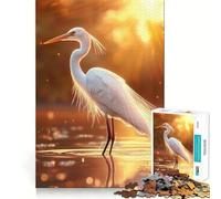 Puzzle de 1000 pièces Héron Blanc au Coucher du Soleil (50x75cm) Un Jeu Amusant et Stimulant pour renforcer la Concentration et créer des Liens en Famille Découpé au Laser pour Un Assemblage Parfait